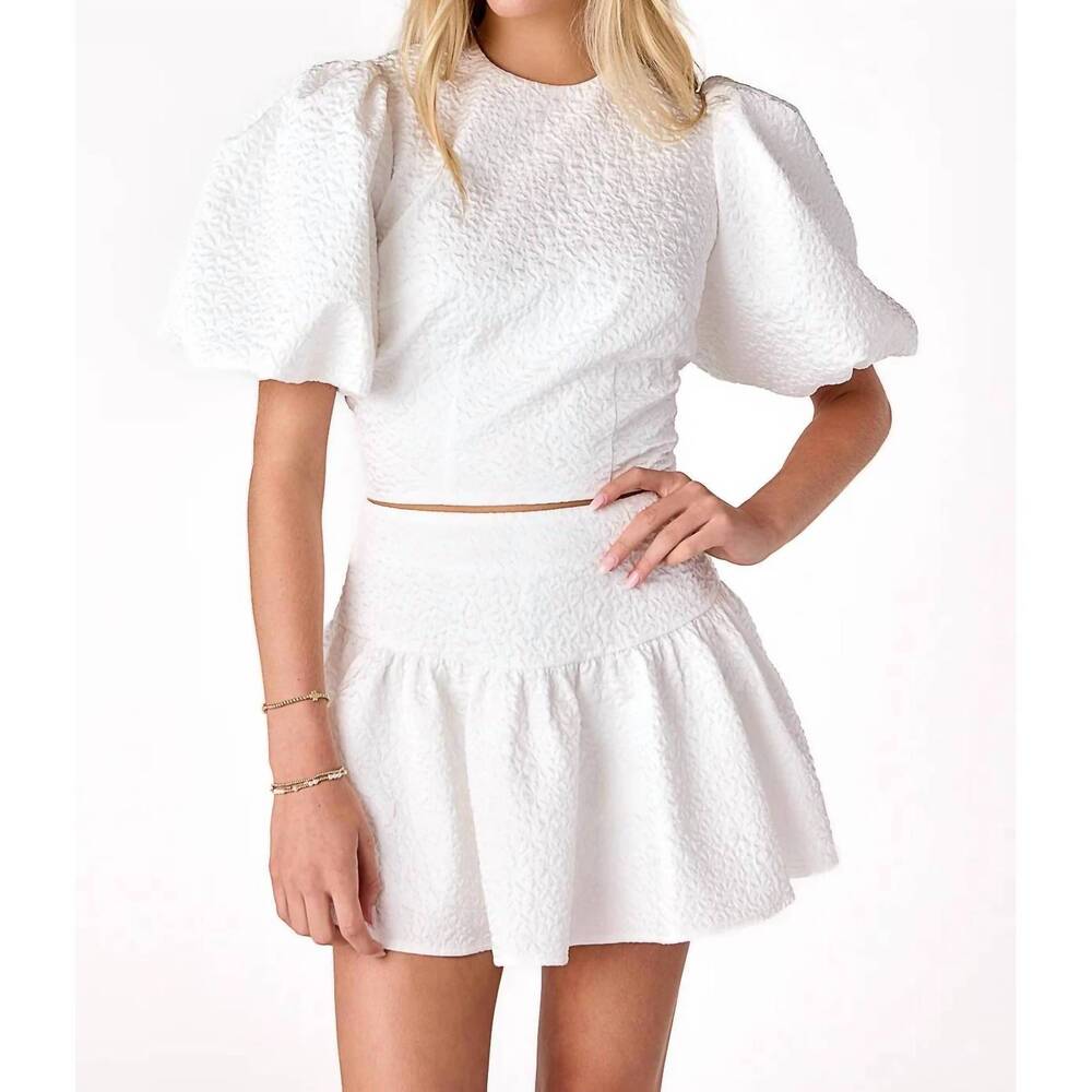 NEW CAKE FOR DINNER flounce skirt set in white